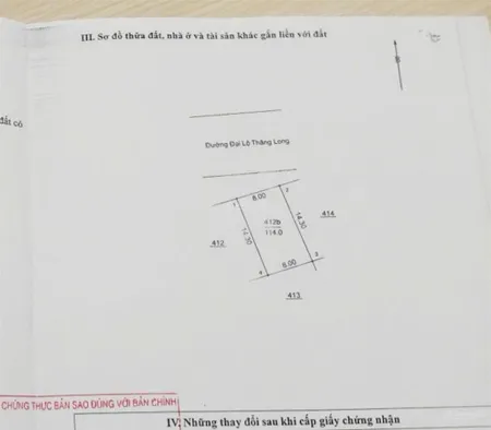 Bán đất thổ cư vân côn, hoài đức 114m2. mặt đường gom đại lộ thăng long. mặt tiền rộng giá đầu tư