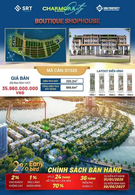 Bán căn shophouse trực đường chính kinh doanh d15 rộng 27m giá chủ đầu tư