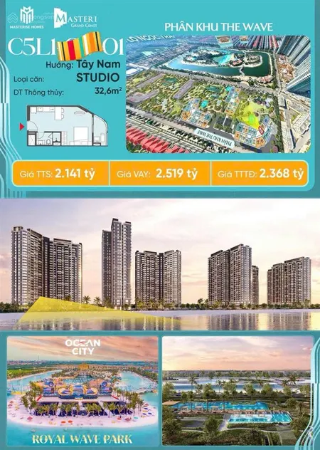 Siêu hot! studio view biển view công viên đẹp giá nhỉnh 2 đồng vay htls đến t2/2029 tiến độ giãn