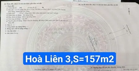 Đất đường 5m5 hoà liên 3. dt 157m2 ngang 5m. hướng tây nam . zá 3.050