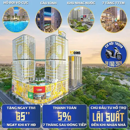 Sở hữu ngay căn hoa hậu chỉ với 5% = 150trieu , tặng ngây 5 chỉ vàng cho 5 căn đầu tiên .