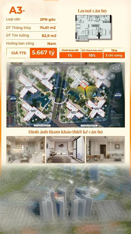 Căn góc 2pn aluvia city view bể khoáng nóng, hướng nam, sống chuẩn nghỉ dưỡng