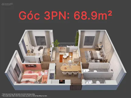 Bán gấp căn hộ 3 phòng ngủ, 1,662 tỷ, 68.9 m2, nhà ở xã hội của vinhomes