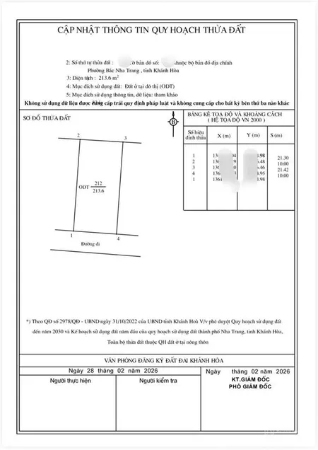 Bán đất vĩnh lương (bắc nha trang),dt 213,6 m2,ngang 10 m,hướng nam giá 17 tr/m2