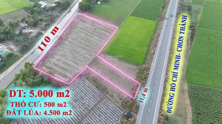 Hàng cực hiếm 5000m2 thổ cư hai mặt tiền đường gần trung tâm hành chính mới đức hòa, long an