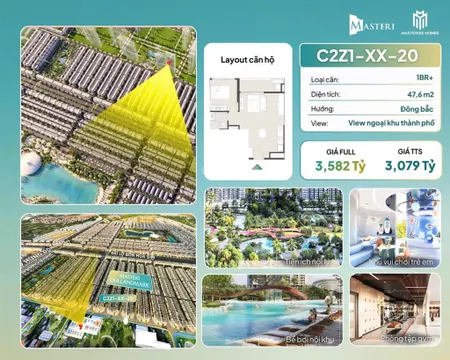 Bán nhanh siêu phẩm 1pn+1 47,6m2 view đỉnh nhìn thẳng hồ tạo sóng. giá hấp dẫn chỉ nhỉnh 60tr/m2