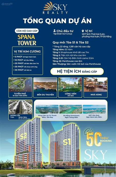 Căn góc 3pn sun spana tower view cầu rồng | 91,6m2 | giá 5.44 tỷ | sổ hồng vĩnh viễn | 0905 444 ***
