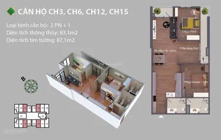 Chính chủ bán chcc phú thịnh green park 83.1m2 2pn + 1 2wc giá chỉ 6.1 tỷ. 0854 478 ***