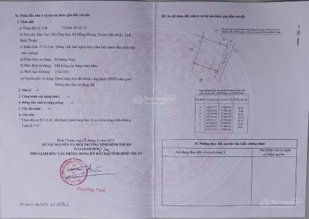 Bán đất đẹp tại đường 715, xã hồng phong, bắc bình, bình thuận, 2775 m2, giá có thỏa thuận