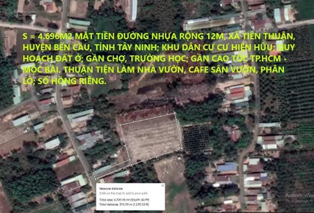 Bán nhà đất diện tích 4.696m2 (có 714m2 đất ở) mặt tiền đường nhựa khu dân cư hiện hữu.