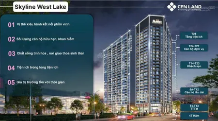 Tôi cần bán ch cao cấp skyline westlake, võ chí công, 96.6m2, 2pn, 13,5 tỷ, 0932 772 *** e hoa