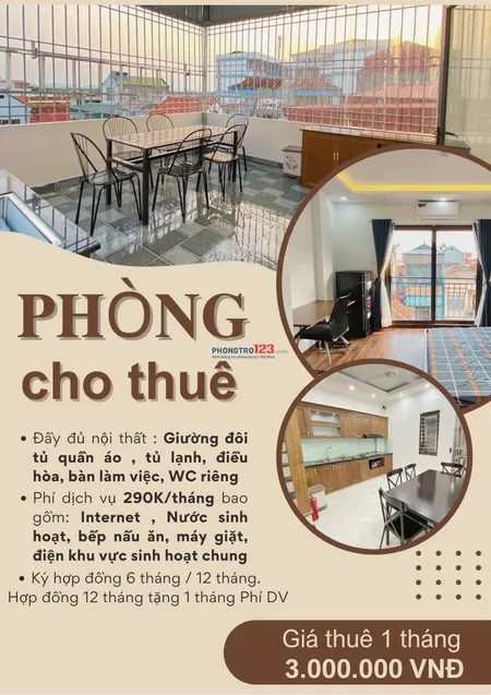 Căn hộ cho thuê (1Ngủ, 1 Vệ Sinh Khép Kín )