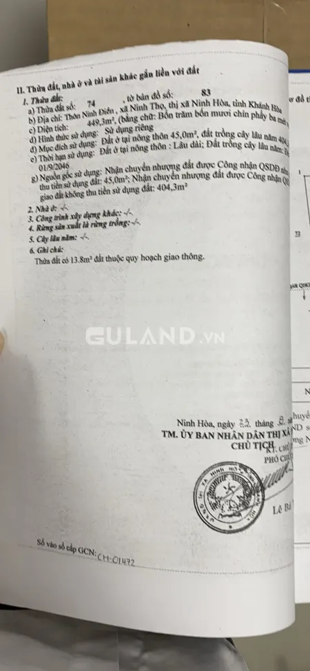 0035 đất 10x46 45 thổ giá 2 tỷ tl