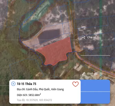 Bán bán  đất nông nghiệp 5832m² , giá 16.329 tỷ tại đường Rạch Vẹm, Xã Gành Dầu, Thành phố Phú Quốc, Kiên Giang