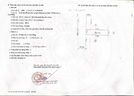 Bán  đất thổ cư 217m² , dự án Khu đô thị Bảo Lộc Golden City  giá 2.2 tỷ