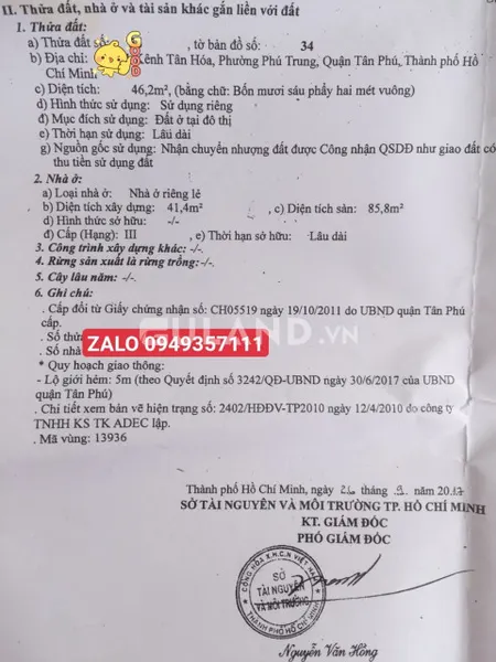 Bán nhà quận Tân Phú dưới 5 tỷ I Cách trục đường chính rộng 30m chỉ 15 mét