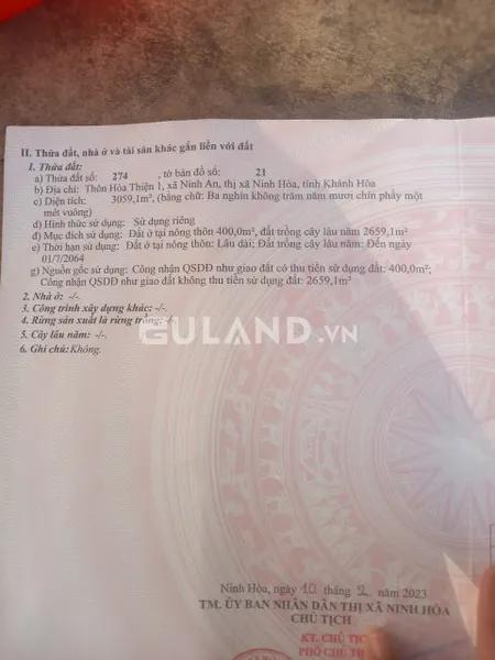 Hoà Thiện 1, Ninh An, 35x55, 240 thổ giá rẻ đầu tư