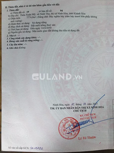 Hơn 13 sào đất nuôi trồng thuỷ sản cần tìm chủ mới tại Xuân Mỹ, Ninh Thọ