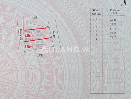 Chủ cắt bán 18x51, 200 thổ, Đại Cát 2, Ninh Phụng, có cắt bán lô nhỏ
