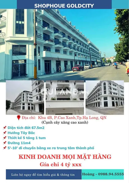 💥Giá cực rẻ💥Bán shophouse Goldcity ( Gần cây xăng Cao Xanh),Cao Xanh,Hạ Long