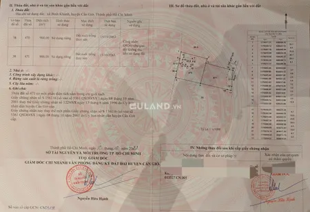 Chính chủ Cần bán lô đất QH đất ở  2030 tai Dôi Mỹ Khánh-xã bình Khánh, Huyện Cần giờ tp.HCM