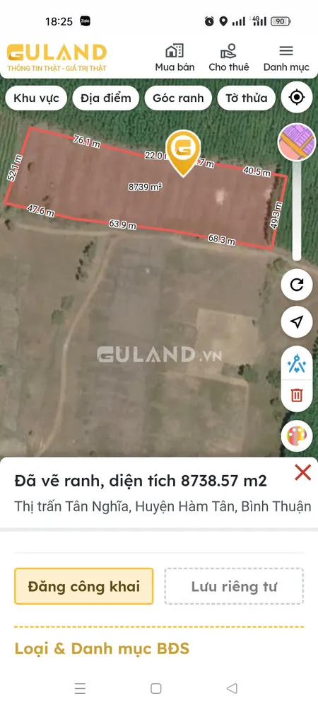 Bán đất nông nghiệp vuông vức, có mặt tiền đường đất dài 180m