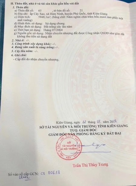 Bán  đất nông nghiệp 5948.1m² , giá 59 tỷ tại đường Tỉnh Lộ 48, Xã Hàm Ninh, Thành phố Phú Quốc, Kiên Giang