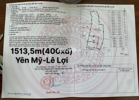 Đất Thổ Cư Thôn Yên Mỹ - Lê Lợi