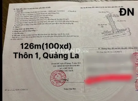 Đất Mặt Đường Thôn 1 Xã Quảng La