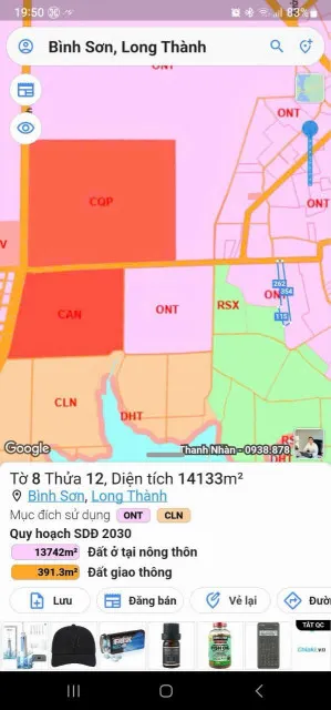 Bán đất thổ Mt đường Cầu Mên .gần sân bay Long Thành