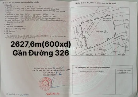 Bán đất 2627.6m² ngang 60m giá 5.7 tỷ tại Xã Sơn Dương Thành phố Hạ Long
