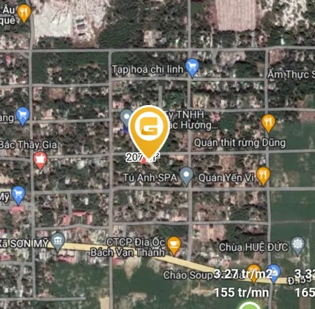 Bán  đất thổ cư 208m² , giá 1.36 tỷ tại, Xã Sơn Mỹ, Huyện Hàm Tân, Bình Thuận