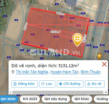 BÁN ĐẤT MẶT TIỀN ĐƯỜNG QUỐC LỘ 55B, SẴN 200 THỔ CƯ