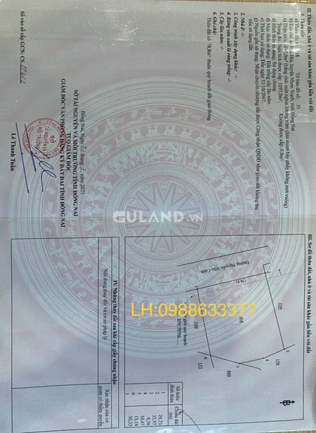 Chủ cần bán gấp lô đất,chủ hổ trợ cho khách lên thổ cư-mặt đường Nguyễn hữu cảnh,Huyện Nhơn Trạch-Xã Long Tân Tỉnh ĐN