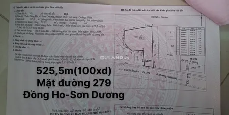 ĐẤT MẶT ĐƯỜNG 279 ĐỒNG HO - XÃ SƠN DƯƠNG