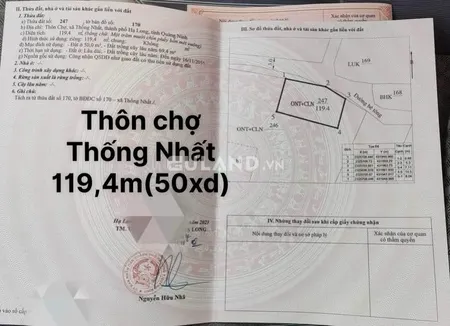 ĐẤT THỔ CƯ THÔN CHỢ - XÃ THỐNG NHẤT