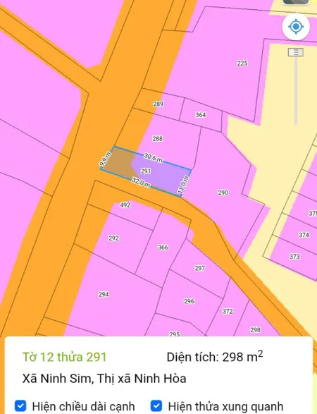 Bán  đất thổ cư 298m² , giá 1.1 tỷ tại, Xã Ninh Sim, Thị xã Ninh Hòa, Khánh Hòa