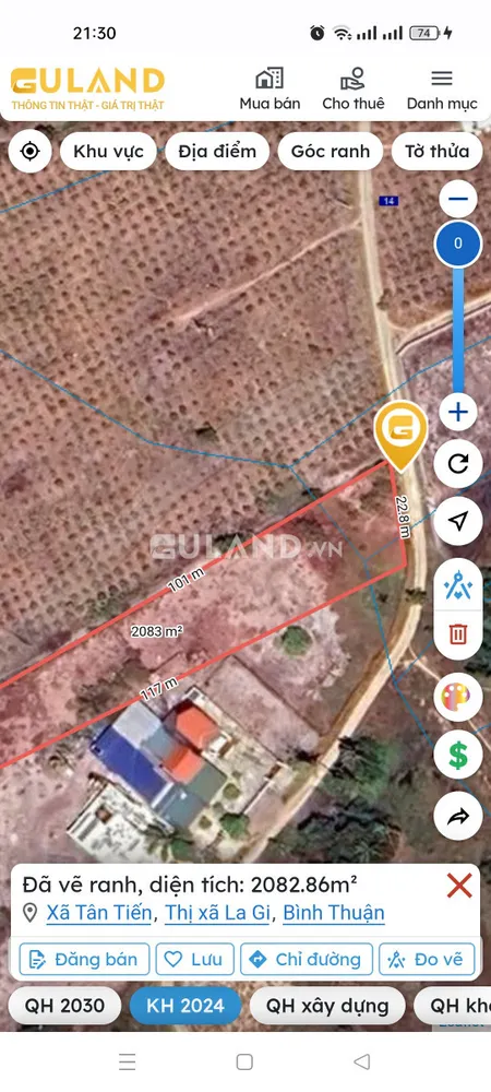Bán 2 sào đất gần biển Lagi có sẵn 200m² thổ cư