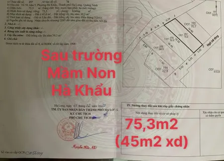 ĐẤT SAU TRƯỜNG MẦM NON HÀ KHẨU