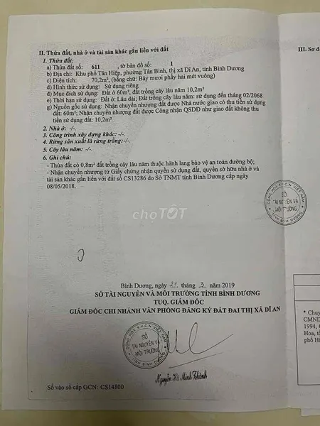 BÁN BDS DĨ AN GIÁ RẺ NHẤT KHU VỰC