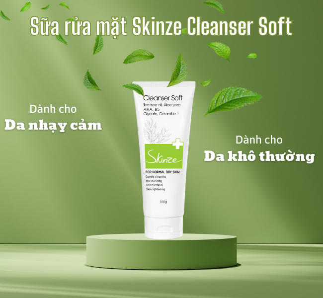 sữa rửa mặt skinze cleaner soft dành cho da khô da thường và nhạy cảm