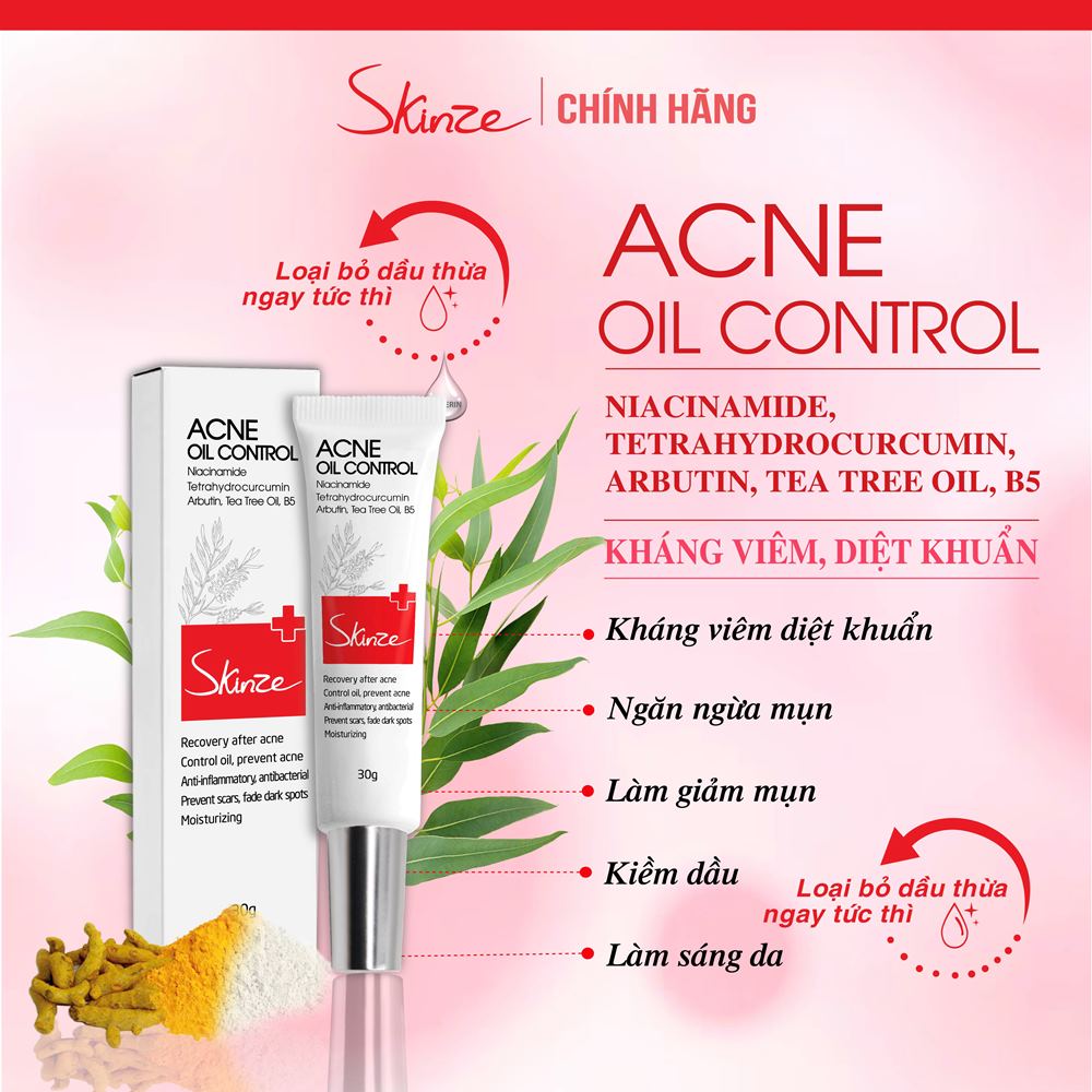 Kem dưỡng da dầu mụn Skinze Acne Oil Control - Giải pháp kiềm dầu ngừa mụn giảm thâm và làm trắng da đồng thời dưỡng ẩm