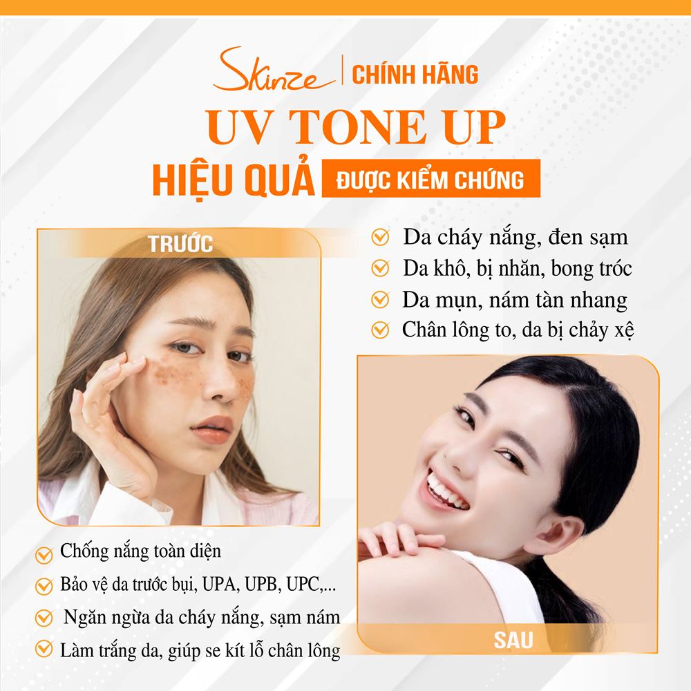 Kem chống nắng Skinze Tone Up 50g phổ rộng nâng tone UV SPF50+ PA +++ chống UVA UVB